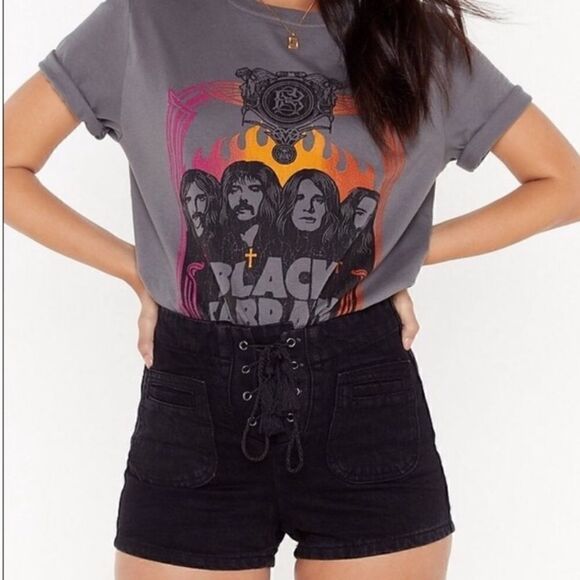 Brave Soul Mindy High Waisted Black Shorts Size 12/40 - Picture 1 of 11